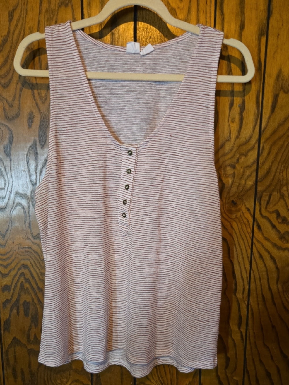 Melrose and Market Pink & White Striped Henley Tank